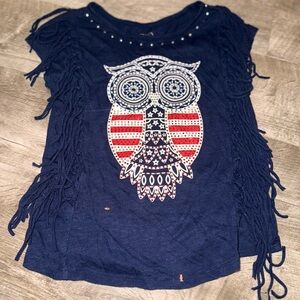 Navy Blue Kids Fringe Owl Top